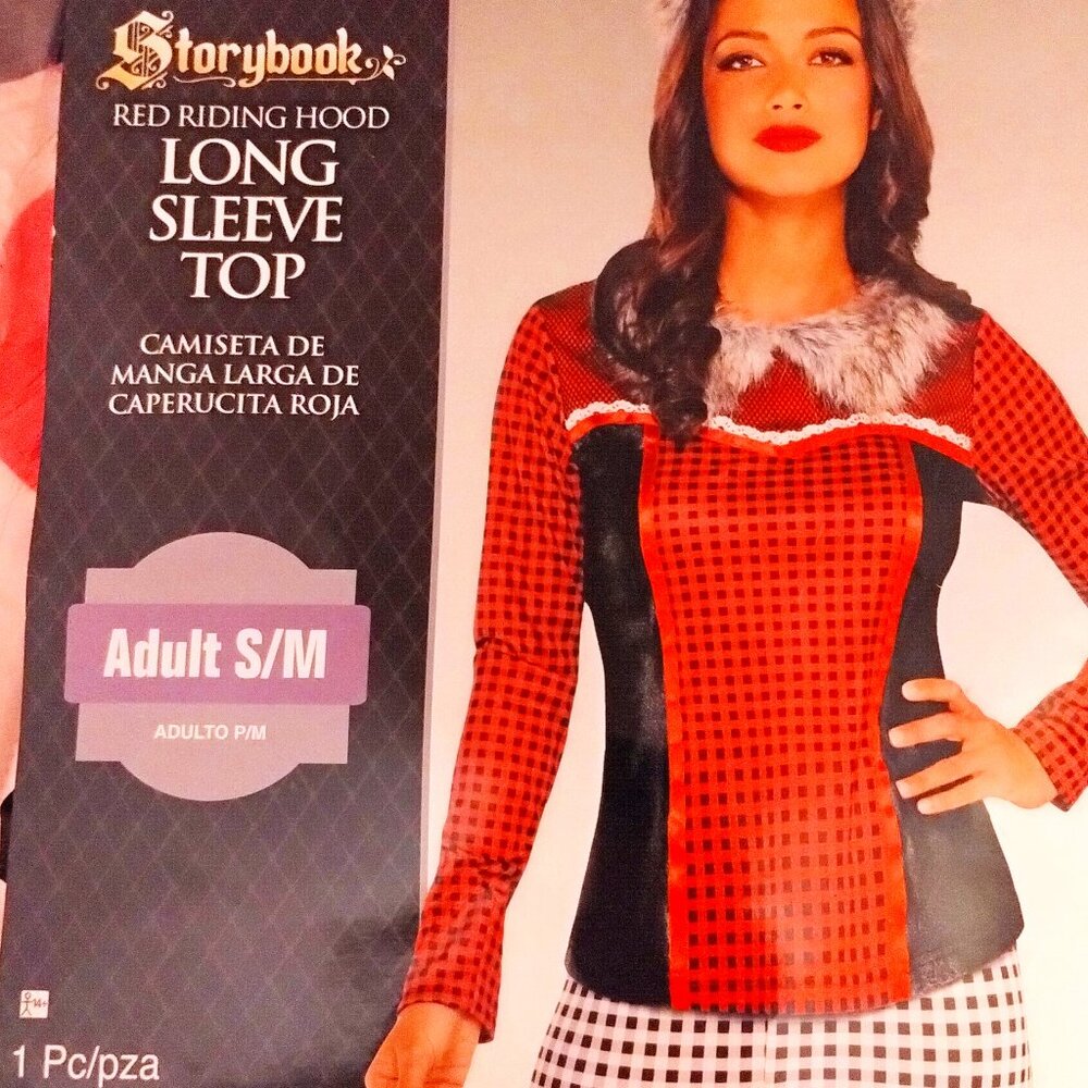 4/20 Disney (S/M) STORYBROOK Red Riding Hood Faux Fur Trimmed Long Sleeve Top